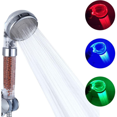 Goeco - Pomme de douche led 3 couleurs tête de douche température douchette spa Chrome ABS pour accessoires de salle de bains - Pommeau de douche