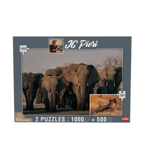 Animaux Goliath GOLIATH - Puzzle - Collection JC Pieri - Elephants Namibie et Lionceaux Tanzanie