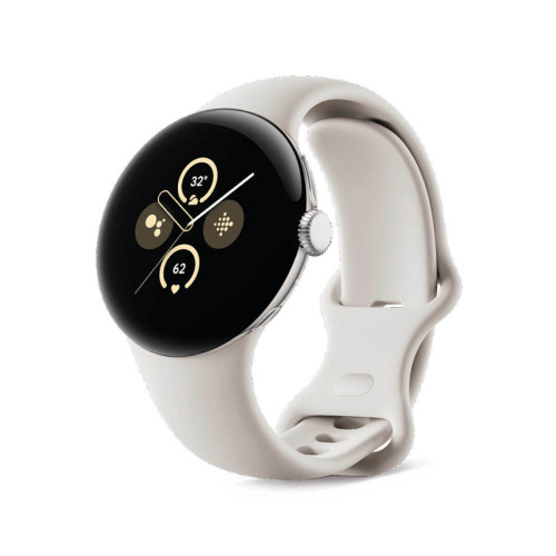 Montre connectée GOOGLE Google Pixel Watch 2 41 mm WiFi Argent (Polished Silver) et bracelet sport blanc (Porcelain)