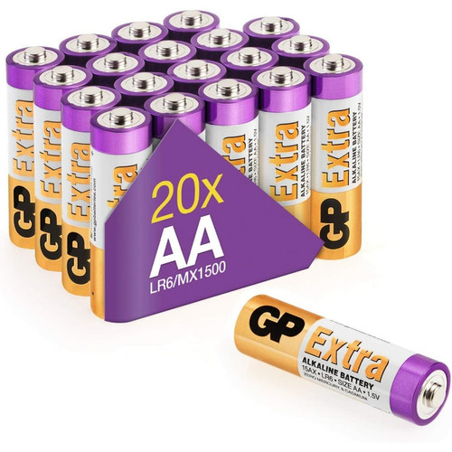 Gp - Piles AA - Lot de 20 Piles | GP Extra | Batteries Alcalines AA LR6 1,5v|Longue durée, très puissantes, utilisation quotidienne Gp  - Gp