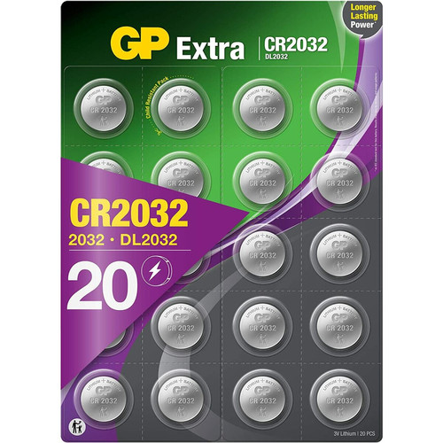 Gp - Piles CR2032 - Lot de 20 | GP Extra | Bouton Lithium CR 2032 3V- Haute Performance pour dispositifs Portables et médicaux, Porte-clés et balances Gp  - Gp