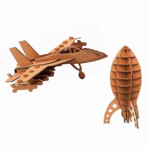 Graines Creatives - 2 maquettes à monter en carton - avion & fusée Graines Creatives  - Maquette a monter