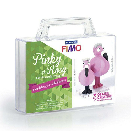 Graines Creatives - Coffret pâte polymère Ma première figurine - Pinky et Rosy les flamants roses Graines Creatives  - Pinky pinky