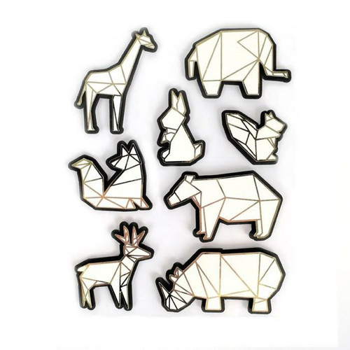 Graines Creatives - 8 stickers 3D animaux du zoo 6 cm Graines Creatives  - Stickers