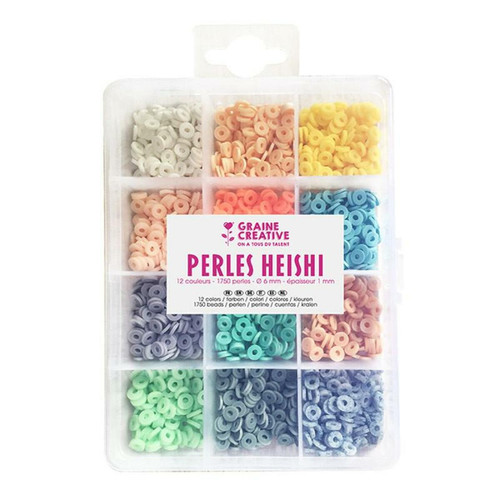 Graines Creatives - Boîte de perles Heishi - 12 couleurs pastel Graines Creatives  - Graines Creatives