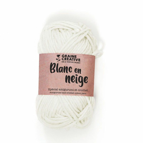 Ours en peluche Graines Creatives Fil de coton spécial crochet et amigurumi 55 m - blanc