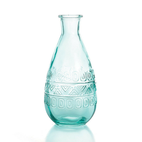 Graines Creatives - Vase Vintage en verre à reliefs - Bleu - 7,5 x 15,8 cm Graines Creatives  - Décoration