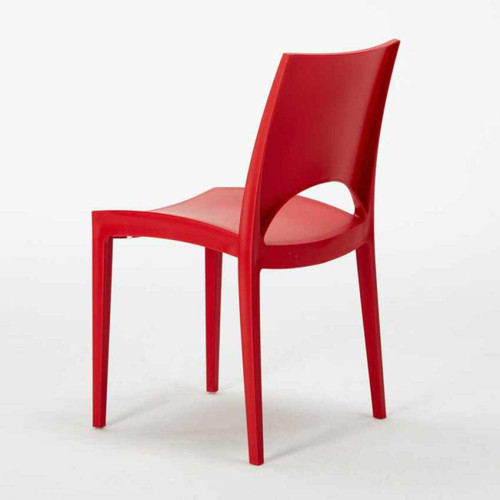 Chaises Chaise en polypropylène empilable salle à manger bar Paris Grand Soleil, Couleur: Rouge