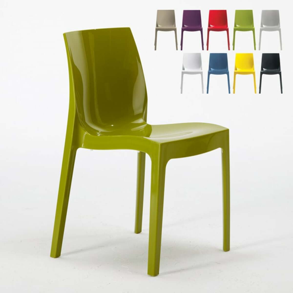 grand soleil chaise salle à manger bar ice grand soleil en polypropylène empilable, couleur: vert  or