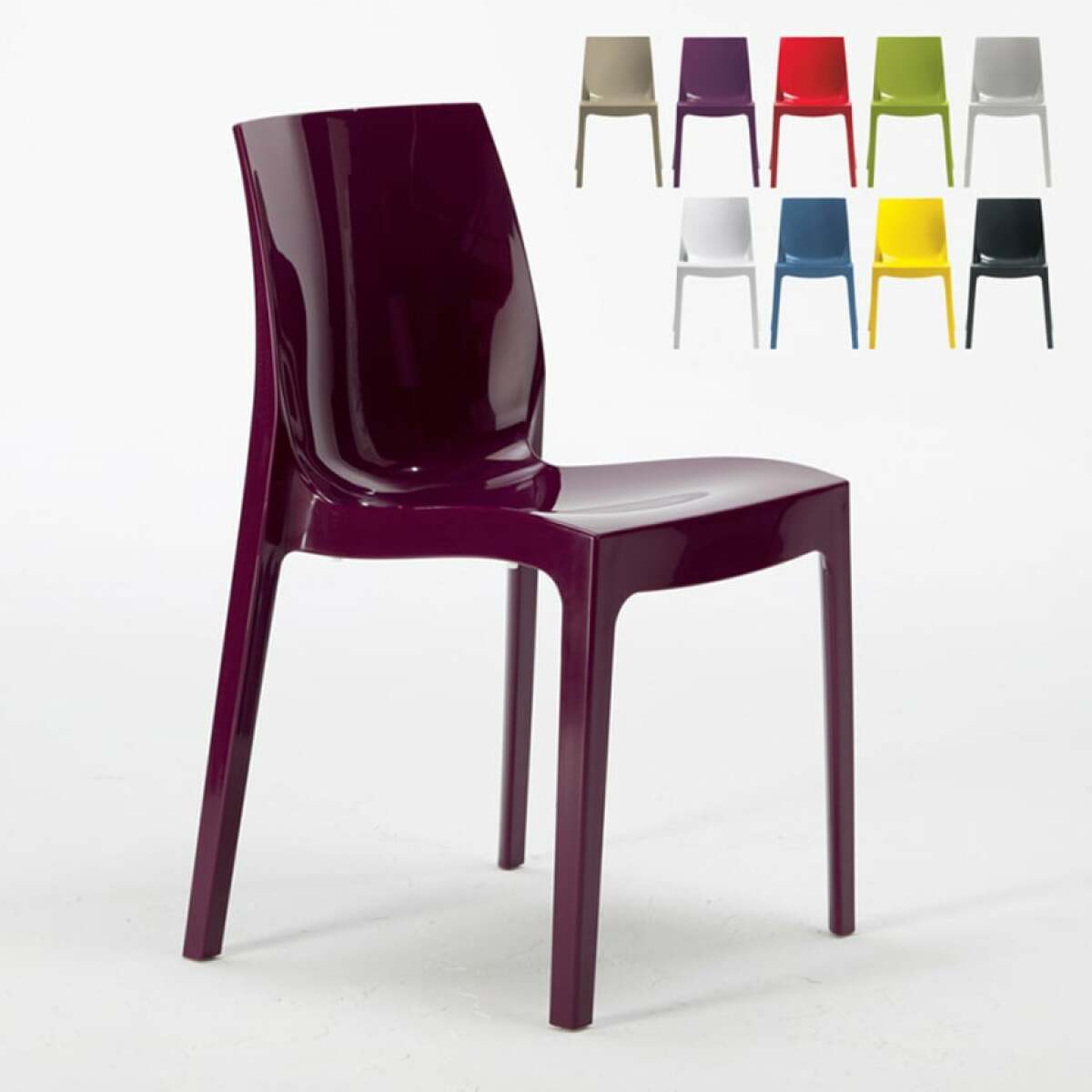 chaise salle à manger bar ice grand soleil en polypropylène empilable, couleur: pourpre