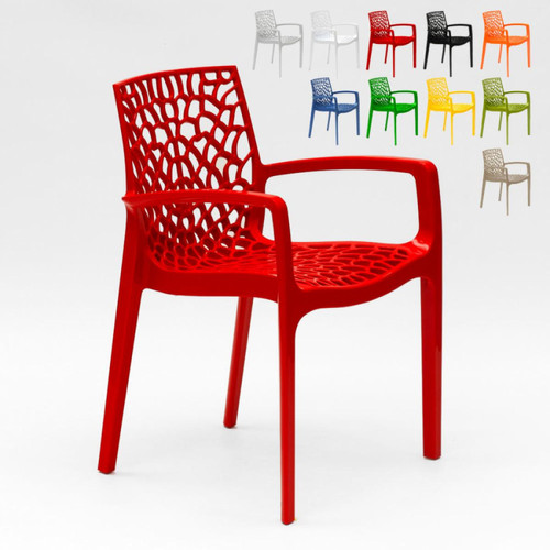 Grand Soleil - Chaise en polypropylène accoudoirs jardin café Grand Soleil Gruvyer Arm, Couleur: Rouge - Chaises