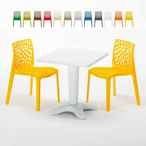 Grand Soleil - Table et 2 chaises colorées polypropylen Grand Soleil  - Chaise scandinave grise Chaises