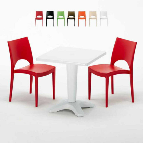 Grand Soleil - Table et 2 chaises colorées polypropylen Grand Soleil - Table avec pied central salle manger