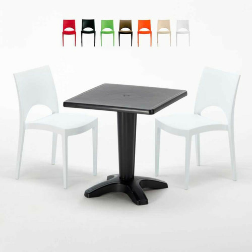 Grand Soleil - Table et 2 chaises colorées polypropylen Grand Soleil - Table avec pied central salle manger