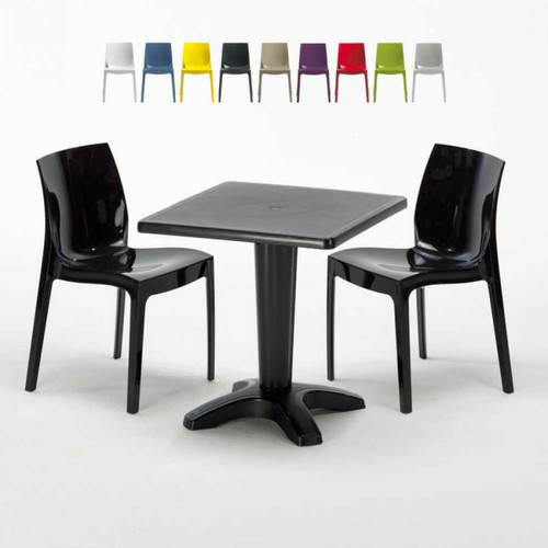 Grand Soleil - Table et 2 chaises colorées polypropylen Grand Soleil - Chaise scandinave grise Chaises