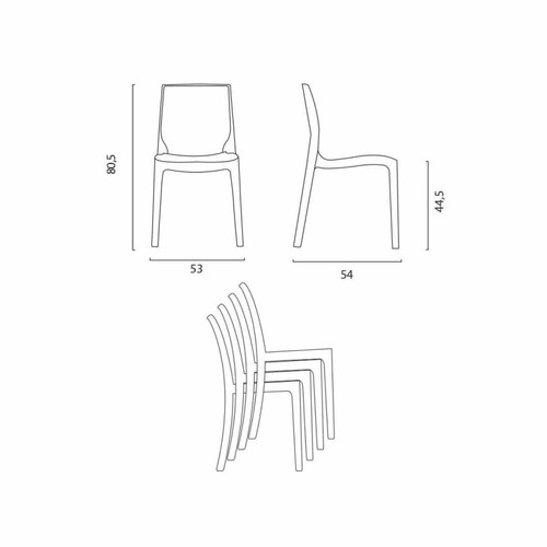 Ensembles tables et chaises Table et 2 chaises colorées polycarbonate extérieurs Grand Soleil Caffè, Chaises Modèle: Femme Fatale Rouge transparent, Couleur de la table: Blanc