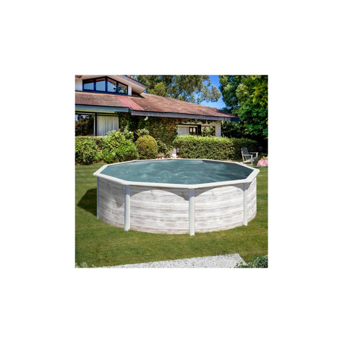 Piscines acier et résine Gre Pools Kit piscine hors sol acier ronde Finlandia aspect bois blanc