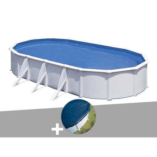 Gre - Kit piscine acier blanc Gré Fidji ovale 7,44 x 3,99 x 1,22 m + Bâche hiver - Gre