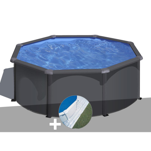 Gre - Kit piscine acier gris anthracite Gré Louko ronde 3,20 x 1,22 m + Tapis de sol - Piscines et Spas Gre