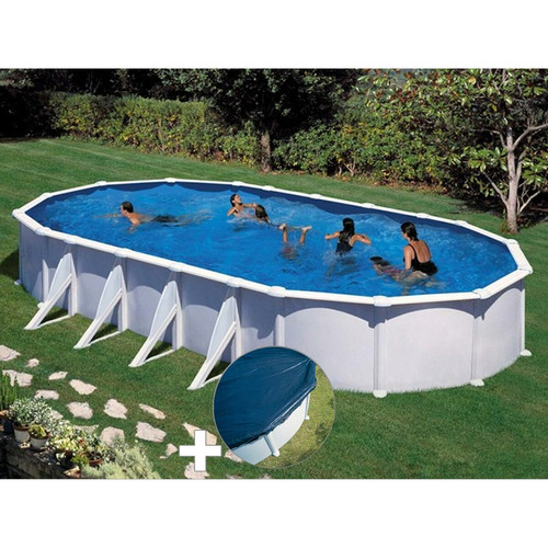 Gre - Kit piscine acier blanc Gré Atlantis ovale 10,20 x 5,75 x 1,32 m + Bâche hiver Gre  - Gre