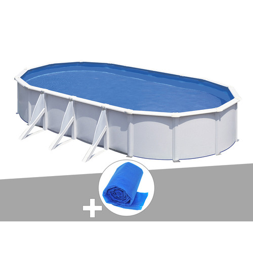 Gre - Kit piscine acier blanc Gré Fidji ovale 7,44 x 3,99 x 1,22 m + Bâche à bulles Gre  - Gre