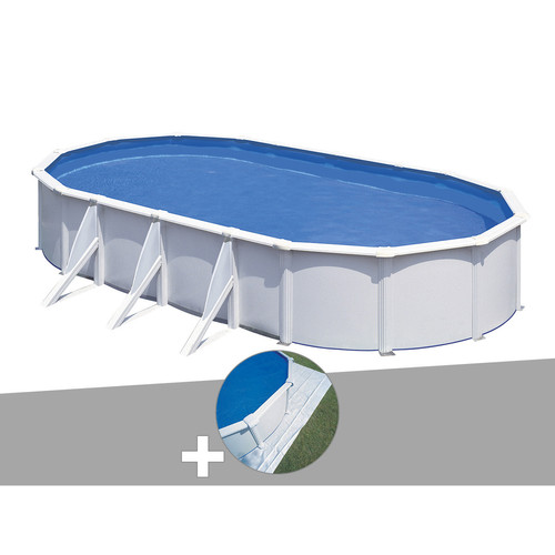 Gre - Kit piscine acier blanc Gré Fidji ovale 7,44 x 3,99 x 1,22 m + Tapis de sol Gre  - Piscines acier et résine