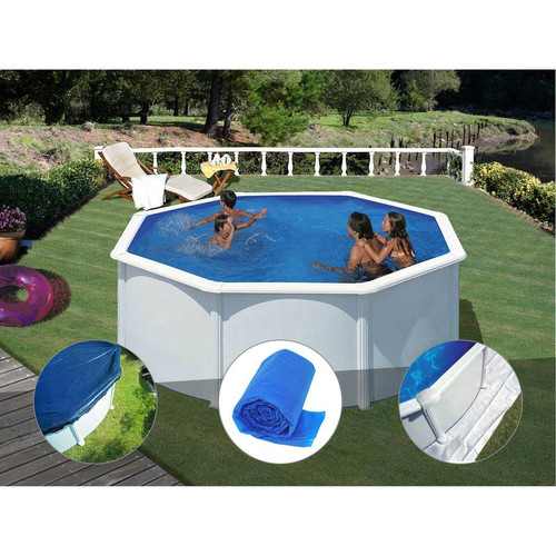 Gre - Kit piscine acier blanc Gré Fidji ronde 3,20 x 1,22 m + Bâche hiver + Bâche à bulles + Tapis de sol Gre  - Gre