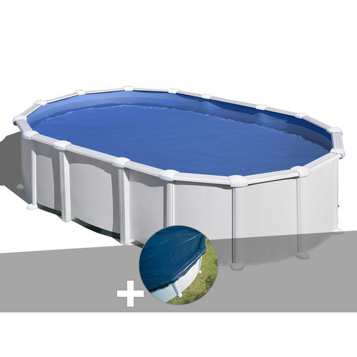 Gre - Kit piscine acier blanc Gré Haïti ovale 9,20 x 5,05 x 1,32 m + Bâche hiver Gre  - Piscine ovale