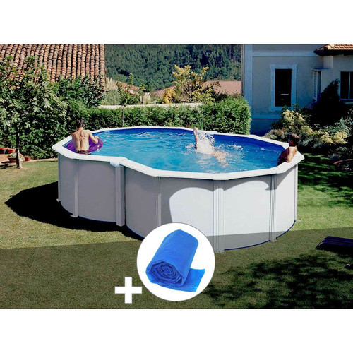 Gre - Kit piscine acier blanc Gré Varadero en huit 5,05 x 3,45 x 1,22 m + Bâche à bulles Gre  - Gre