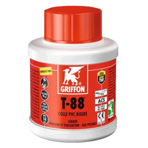 Griffon - colle pvc - griffon t-88 - liquide - bidon de 0.5 litre - griffon 6302441 Griffon  - Plomberie & sanitaire
