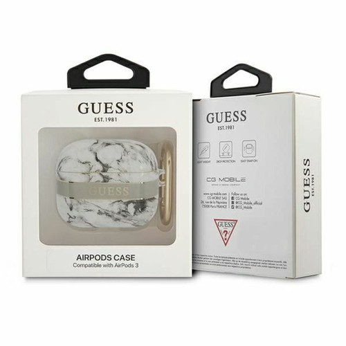 Guess Maroquinerie Guess Marble Strap - Housse pour Airpods 3 (Gris)