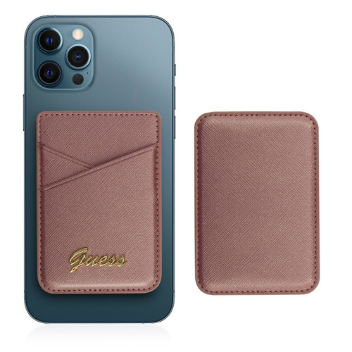 Guess Maroquinerie - Porte-carte Magsafe iPhone 12 Fixation Magnétique Guess Saffiano rose Guess Maroquinerie  - Guess Maroquinerie