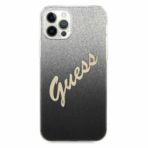 Guess Maroquinerie Guess Glitter Gradient Script - Coque pour iPhone 12 Pro Max (Noir)