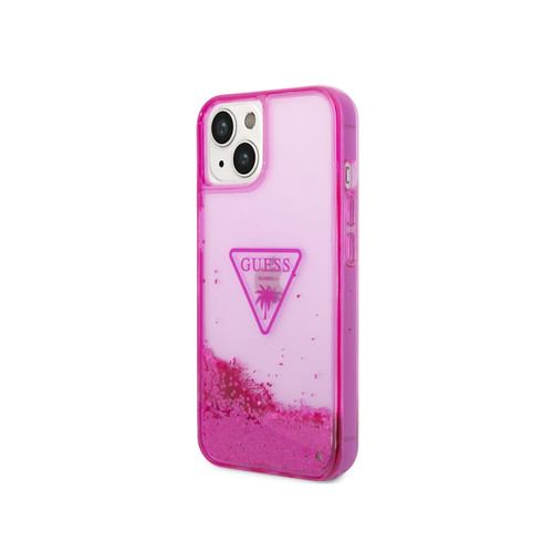 Guess Maroquinerie - Guess Coque pour Apple iPhone 14 Plus Glitter Palm à paillettes Rose Guess Maroquinerie - Accessoire Smartphone Guess Maroquinerie