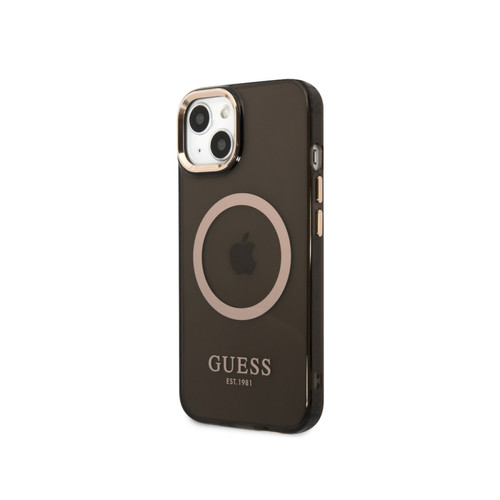 Guess Maroquinerie - Guess Coque Magsafe pour Apple iPhone 14 TPU Gold Outline Noir Guess Maroquinerie  - Guess Maroquinerie