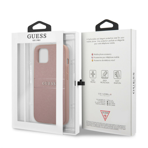 Coque, étui smartphone Guess GUHCP13XPSASBPI Coque de Protection pour iPhone 13 Pro Max 6,7' Rose Saffiano Stripe