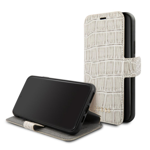Guess Maroquinerie - Etui pour iPhone 11 Pro - Guess Crocodile Beige Guess Maroquinerie  - Guess Maroquinerie