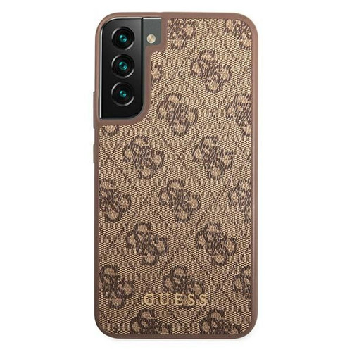 Guess Maroquinerie Guess 4G Metal Gold Logo - Coque pour Samsung Galaxy S22 (Marron)