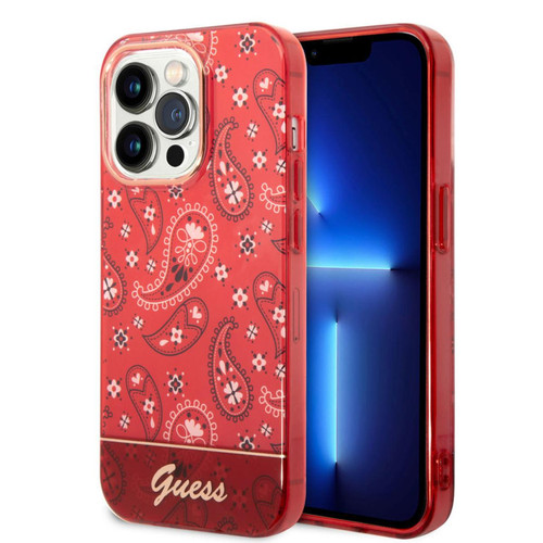 Guess Maroquinerie - Guess Coque arrière rigide pour iPhone 14 pro max - Collection Cachemire Rouge Guess Maroquinerie   - Coque, étui smartphone Guess Maroquinerie