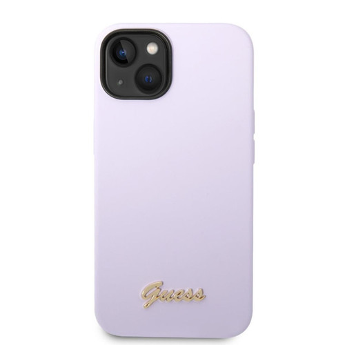 Guess Maroquinerie Guess Coque pour en silicone pour iPhone 14 plus - Metal logo Violet