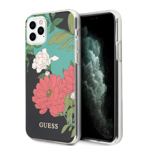 Guess Maroquinerie - Guess Coque pour iPhone 11 Pro -noir Motif floral Guess Maroquinerie  - Guess Maroquinerie