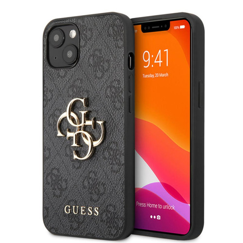 Guess Maroquinerie - Guess Coque pour iPhone 13 - Gris Logo Guess Maroquinerie  - Coque, étui smartphone