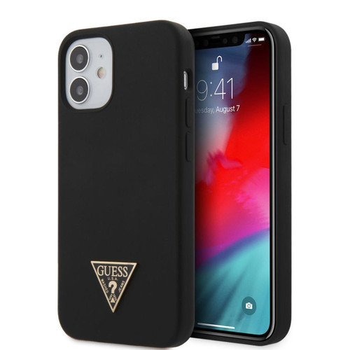 Coque, étui smartphone Guess Maroquinerie Guess Etui pour iPhone 12 Mini -noir Triangle