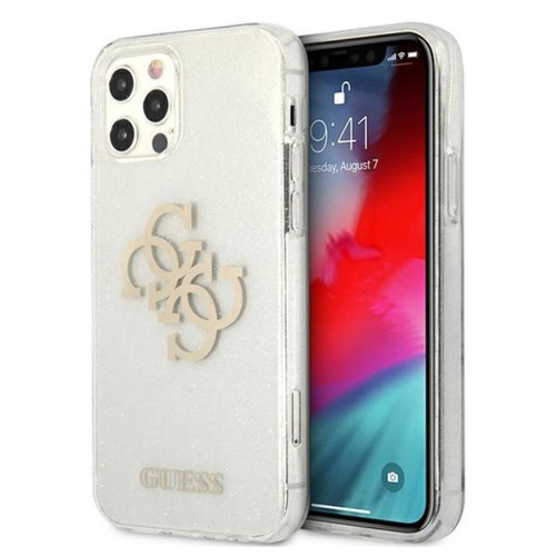 Guess Maroquinerie -Guess Glitter 4G Big Logo - Coque pour iPhone 12 Pro Max (Transparente) Guess Maroquinerie  - Coque, étui smartphone Guess Maroquinerie