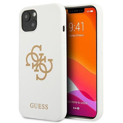 Guess Maroquinerie - guess guhcp13sls4ggwh iphone 13 mini 5.4 "etui rigide blanc / blanc silicone 4g logo Guess Maroquinerie  - Coque, étui smartphone