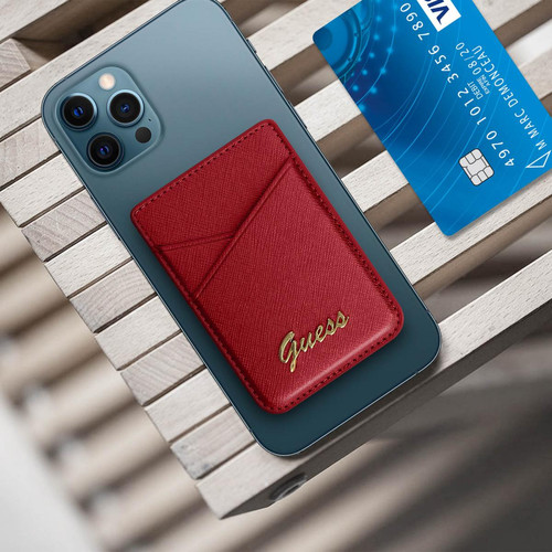 Autres accessoires smartphone Porte-carte Magsafe Guess Saffiano Rouge