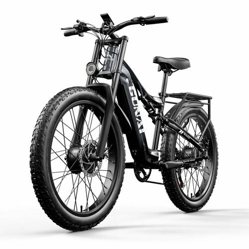 Vélo électrique Gunai Vélo VTT électrique adulte 26" Double moteur 2000W 17,5AH Batterie Samsung GUNAI GN68 Full Suspension Fat Bike Noir