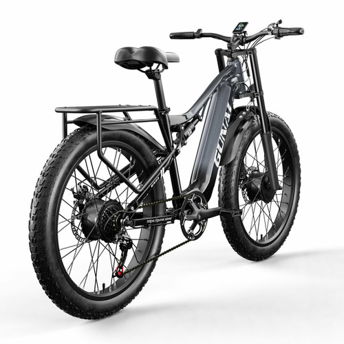 Vélo électrique Vélo VTT électrique adulte 26" Double moteur 2000W 17,5AH Batterie Samsung GUNAI GN68 Full Suspension Fat Bike Noir
