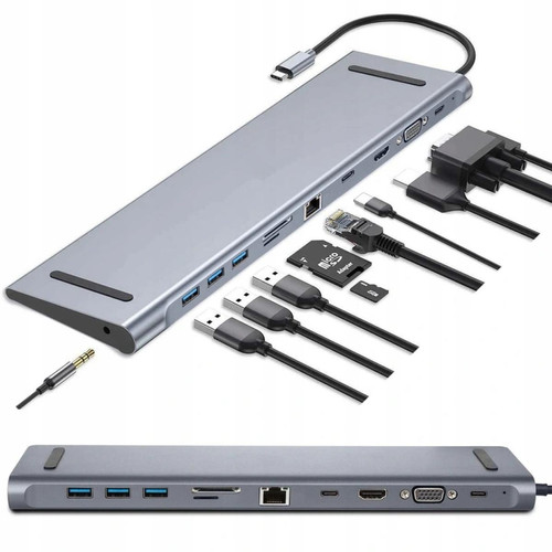 Câble antenne GUPBOO Adaptateur 11 en 1 Hub USB-C VGA RJ45 HDMI 4K USB 3.0,JL152