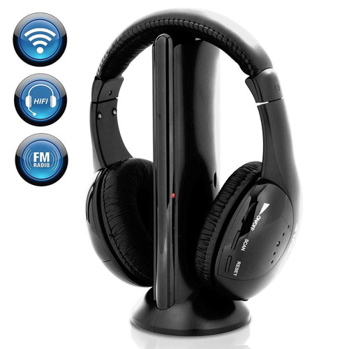 GUPBOO - Nouveau casque sans fil Hi-Fi 5 en 1 pour TV DVD MP3 PC noir ~ GUPBOO  - Ecouteurs Intra-auriculaires Ecouteurs intra-auriculaires